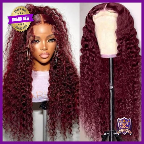 28 Inch Human Hair Lace Front Wig Pre Plucked Deep Wave Glueless